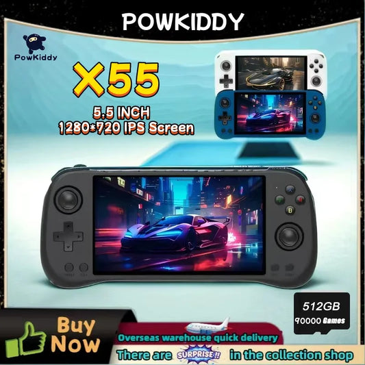 iGameConsole POWKIDDY X55 Best Retro Handheld Gaming Console 2026 | 10000 Preloaded GBA SNES PS1 Games Plug and Play | Back to School Gift for Kids Adults Dad | 5.5 Inch IPS Linux 64GB Emulator Console | Nostalgic Classic Gaming Childhood Memories