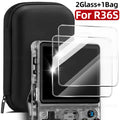 4 IN 1 For R36S Case+Screen Protector Tempered Glass Film Travel Carrying Storage Bag For Anbernic R36S Game Console Accessories