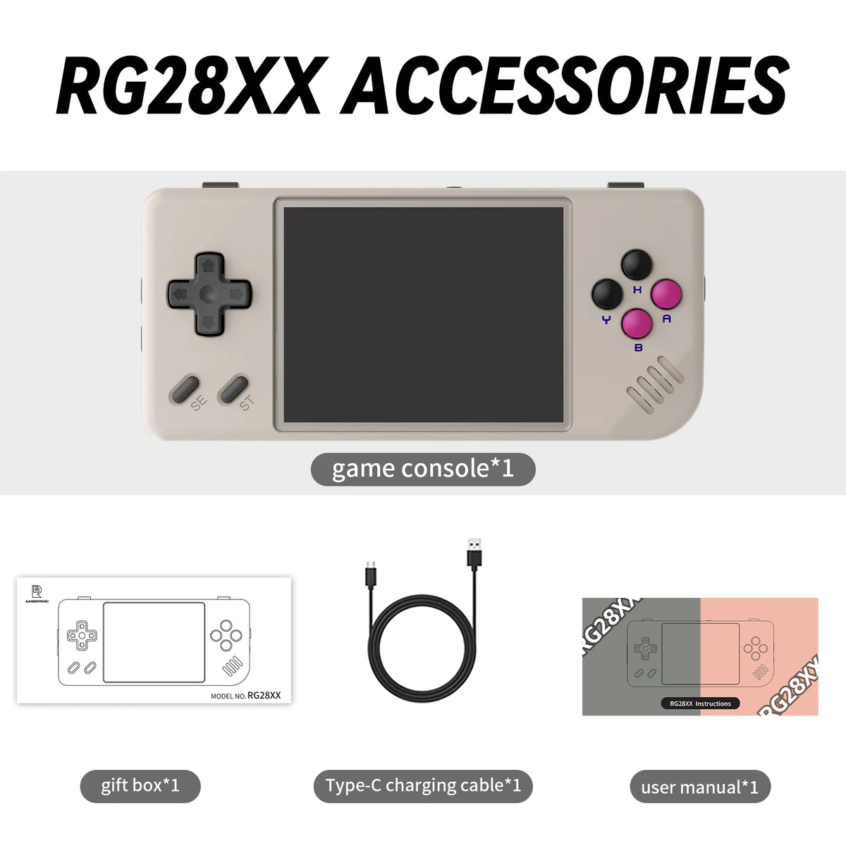 Anbernic RG28XX Retro Handheld Game Console 2.83-inch IPS Screen 640*480 Linux OS Built-in 3100mAH Battery HD-TV Out