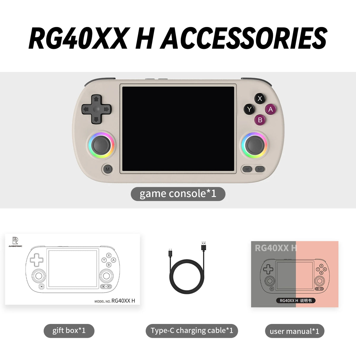 Anbernic RG40XX H Retro Handheld Game Consoles 4.0'' IPS Screen Linux 64-bit HDMI-TV Out WiFi Bluetooth RG40XXH Gaming Console