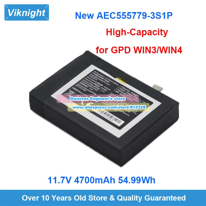 New High-Capacity AEC555779-3S1P Battery 565774-3S 11.7V 54.99Wh 4700mAh for GPD WIN3 WIN4 WIN 3 4 Handheld Gamepad Controller