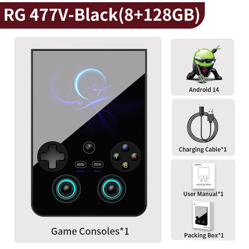 Anbernic RG477V Handheld Game Console 4.7" LTPS In-Cell Android 14 DSP Sound Effect Video Player Support AI RixelHK 1080p-DP Out