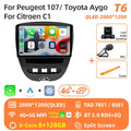 Android 16 2 Din Car Multimedia Player For Peugeot 107 Toyota Aygo Citroen C1 2005-2014 Head Unit Stereo GPS Navigation BT WIFI