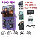 R40S Pro Retro Gaming Console 3.5-Inch IPS Screen,30000+ HD Games Handheld Game Console,3800mAh Rechargeable with 128GB TF Card