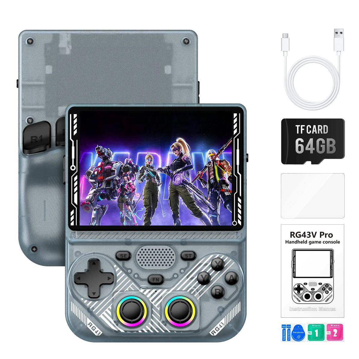 iGameConsole RG43V Pro Best Premium Retro Handheld Console 2026 | 22000 Preloaded GBA SNES PS1 Games Plug and Play | Back to School Gift for Kids Adults Dad | 4.3 Inch IPS Linux 64GB Emulator Console | Nostalgic Classic Gaming Childhood Memories