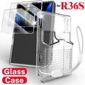 Transparent Case+Glass for R36S Game Console Protector Kit Clear Soft Silicone Anti-Scratch Case Tempered Glass Screen Protector