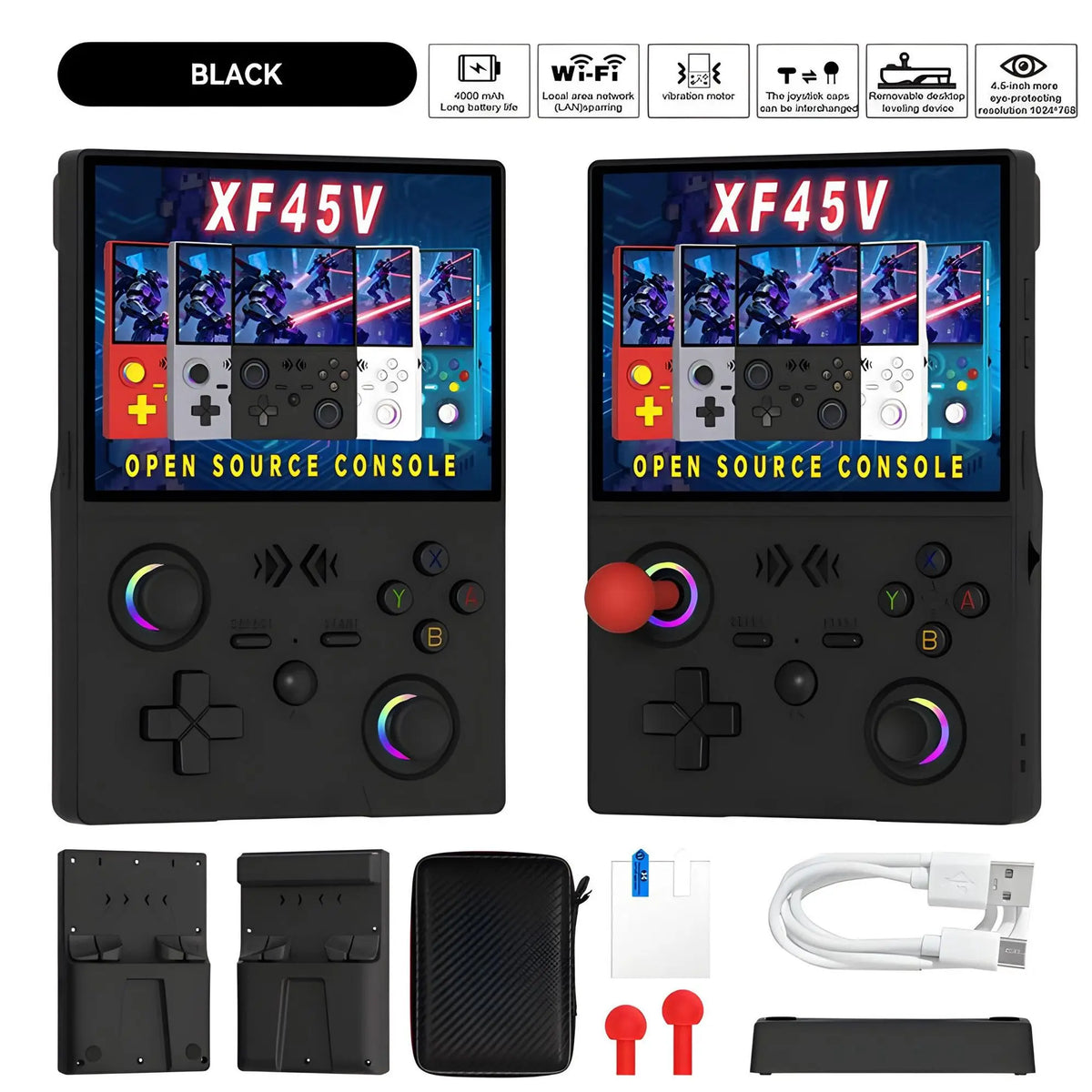 FLLBW XF45V Open Source Retro Handheld Gaming Console RK3326 4.5-inch IPS Screen  Portable RGB Hall Joystick WIFI Vibration