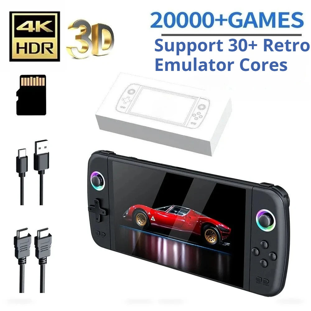 M27 Portable Retro Handheld Game Console, 7 Inch IPS Screen,64G 128G Multi‑Platform Video Game Player, Supports 30+ Emulators