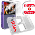 Transparent Case+Glass for R36S Game Console Protector Kit Clear Soft Silicone Anti-Scratch Case Tempered Glass Screen Protector