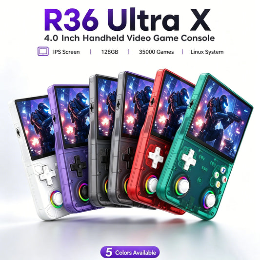 R36 ultra X retro handheld video game console open source Linux system 4.5 inch IPS screen portable handheld game consol
