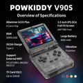 POWKIDDY V90S Retro Handheld Game Console 3.5 lnch 4:3Dual Type-C Long IPS Screen A133 Plus Flip Battery Life Cheap Kid Gift New