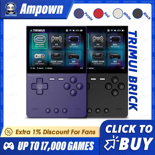 iGameConsole TRIMUI BRICK Best Retro Handheld Gaming Console 2026 | 10000 Preloaded GBA SNES PS1 Games Plug and Play | Back to School Gift for Kids Adults Dad | Linux 64GB Emulator Console | Nostalgic Classic Gaming Childhood Memories