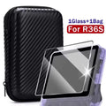 4 IN 1 For R36S Case+Screen Protector Tempered Glass Film Travel Carrying Storage Bag For Anbernic R36S Game Console Accessories