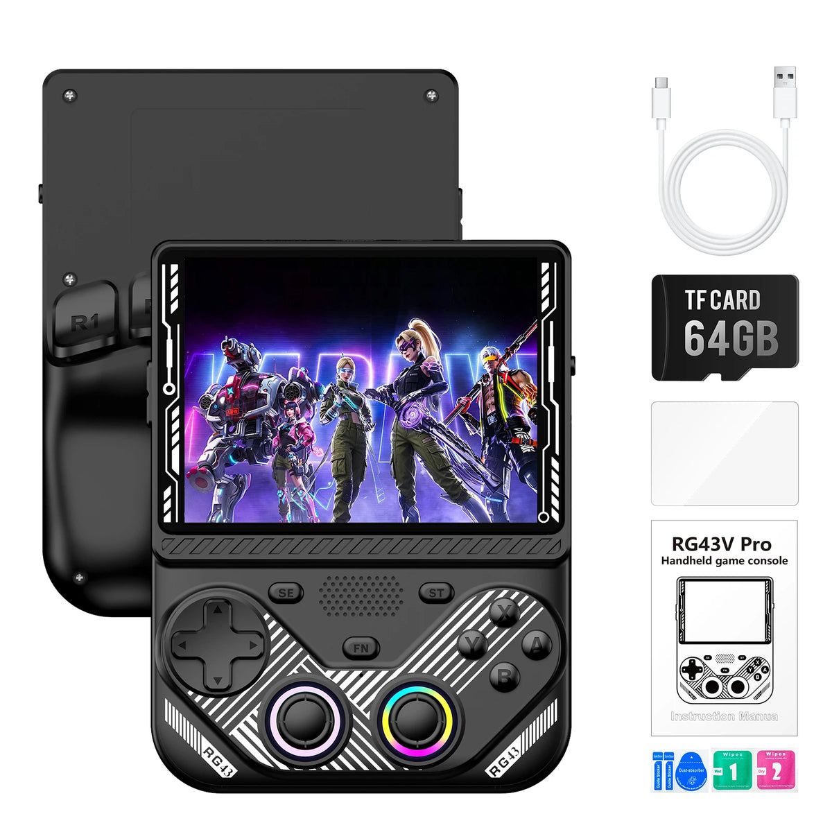 iGameConsole RG43V Pro Best Premium Retro Handheld Console 2026 | 22000 Preloaded GBA SNES PS1 Games Plug and Play | Back to School Gift for Kids Adults Dad | 4.3 Inch IPS Linux 64GB Emulator Console | Nostalgic Classic Gaming Childhood Memories
