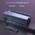 Steam Deck Dock 6 in 1 Steam Deck/Rog Ally 2023 Docking Station Stand  3*USB 3.0 HDTV 4K@60Hz Gigabit Ethernet PD 100W Hub