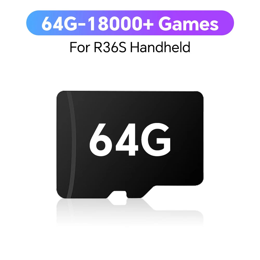 Game Card for R36S with 18000+ Retro Game 64G Gaming Card for PSP/PS1/GB/GBA/GBC/MD/SFC/CPS1/CPS2 EmuELEC4.7 Plug&Play Game Card