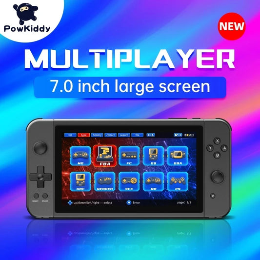 iGameConsole New Powkiddy Best Retro Handheld Gaming Console 2026 | 10000 Preloaded GBA SNES PS1 Games Plug and Play | Back to School Gift for Kids Adults Dad | 7.0 Inch IPS Linux 64GB Emulator Console | Nostalgic Classic Gaming Childhood Memories