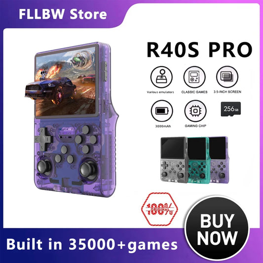 iGameConsole FLLBW R40S Best Retro Handheld Gaming Console 2026 | 30000 Preloaded GBA SNES PS1 Games Plug and Play | Back to School Gift for Kids Adults Dad | 3.5 Inch IPS Linux 256GB Emulator Console | Nostalgic Classic Gaming Childhood Memories