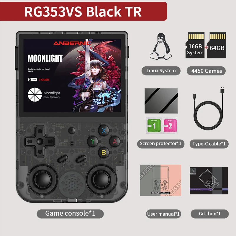 ANBERNIC RG353V RG353VS Retro Handheld Game Console 3.5 inch IPS Screen RK3566 Video Portable Player 4000+Games Children's Gifts