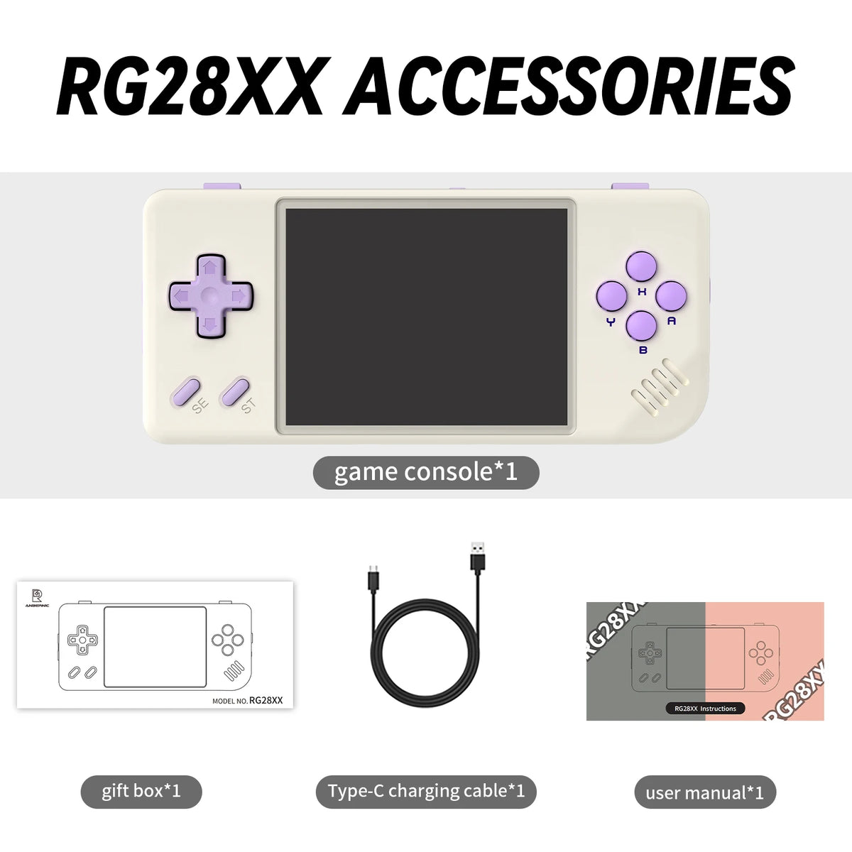 Anbernic RG28XX Retro Handheld Game Console Linux 64bit Portable Gaming Player 3100mAh Supports HD TV Out Multimedia Application
