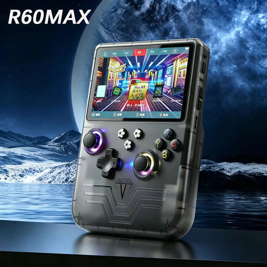 R60 MAX Handheld Game Console 6.0 inch IPS Screen Mini Retro Console 6000mAh Portable Pocket Arcade 30+ Mainstream Emulator