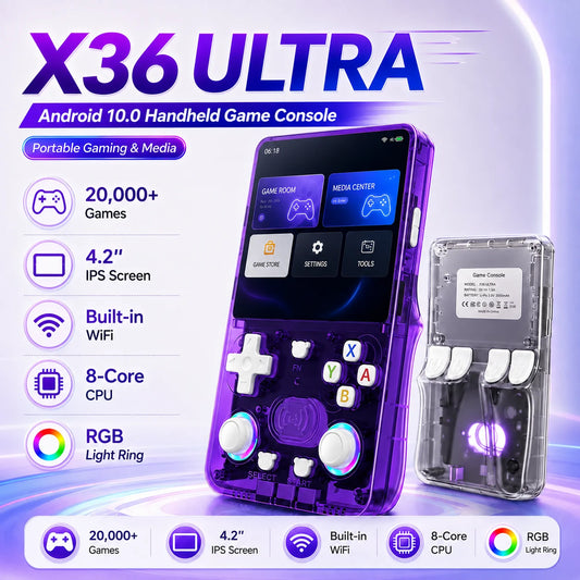 iGameConsole X36 Ultra Best WiFi Retro Handheld Console 2026 | 20000 Preloaded GBA SNES PS1 Games Plug and Play | Back to School Gift for Kids Adults Dad | 4.2 Inch IPS Android 64GB Emulator Console | Nostalgic Classic Gaming Childhood Memories