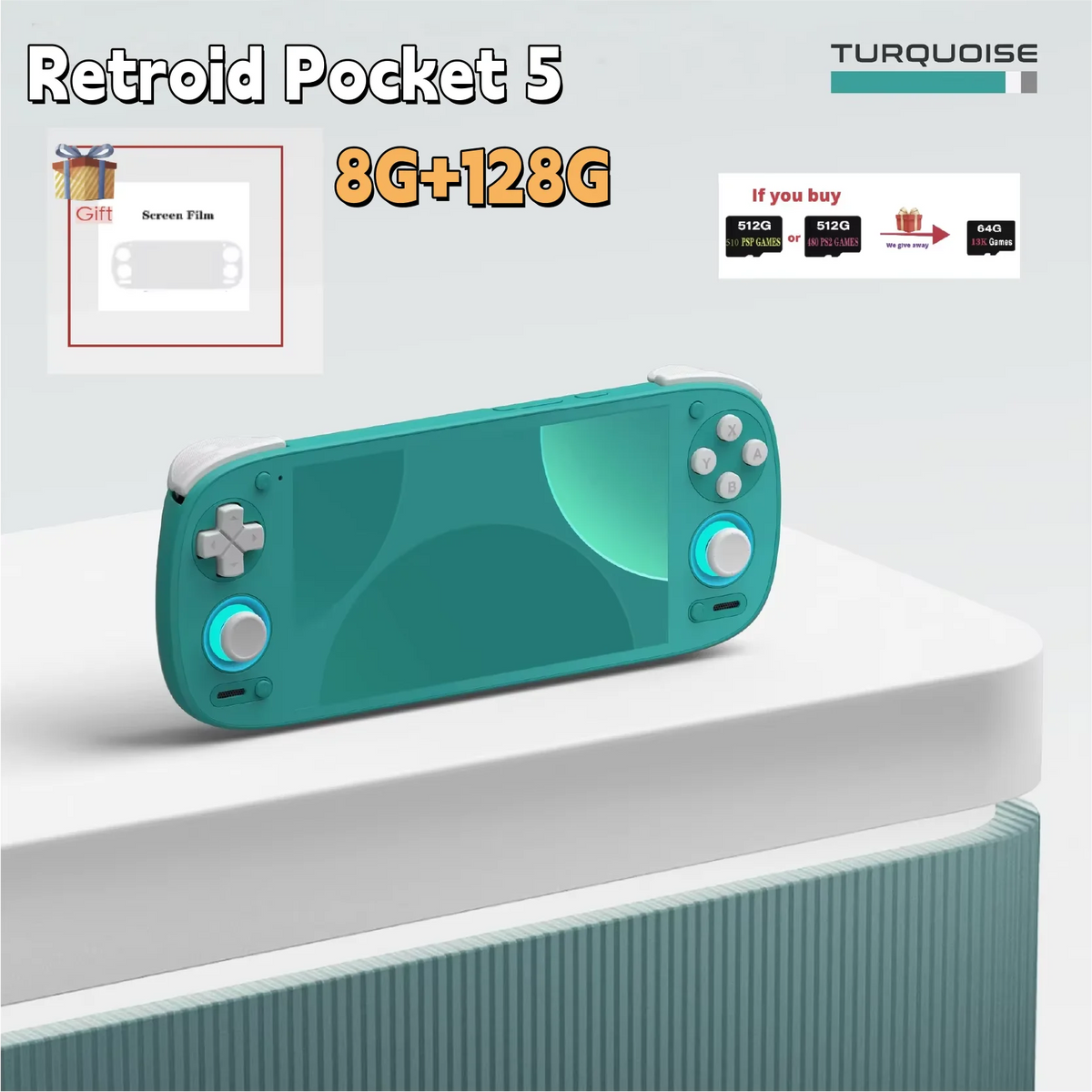 Retroid Pocket 5 Retro Handheld Game Console 5.5 Inch OLED Screen Video Game Consoles SD865 12G+128G Android13 PSP PS2 Gift RP5