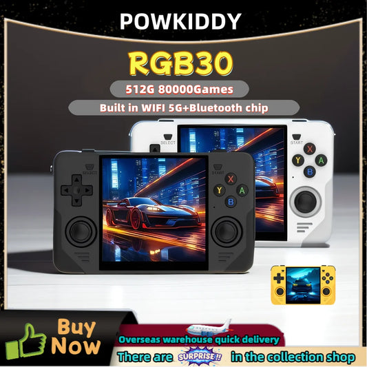iGameConsole POWKIDDY RGB30 Best WiFi Retro Handheld Console 2026 | 10000 Preloaded GBA SNES PS1 Games Plug and Play | Back to School Gift for Kids Adults Dad | 4 Inch IPS Linux 64GB Emulator Console | Nostalgic Classic Gaming Childhood Memories