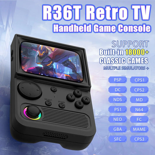 New Open Source R36t Retro Handheld Game Console Linux System Can Play Retro Two Player Arcade IPS Online Built-in3000 Game