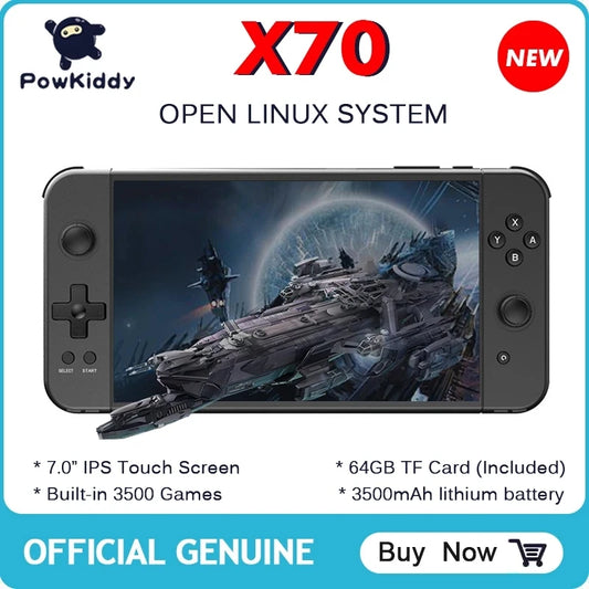 iGameConsole New Powkiddy Best Retro Handheld Gaming Console 2026 | 10000 Preloaded GBA SNES PS1 Games Plug and Play | Back to School Gift for Kids Adults Dad | 7.0 Inch IPS Linux 64GB Emulator Console | Nostalgic Classic Gaming Childhood Memories