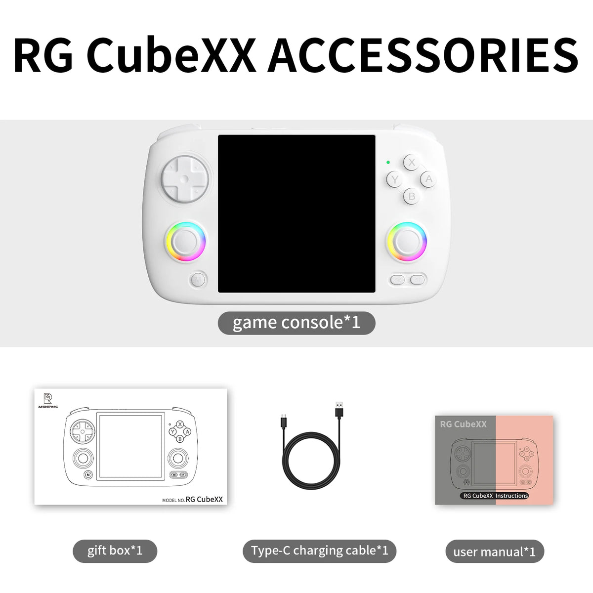 Anbernic RG CubeXX Retro Handheld Game Console 3.95" IPS Linux 3800mAh RGB Light Joystick Gaming Player WiFi Bluetooth HD-TV Out