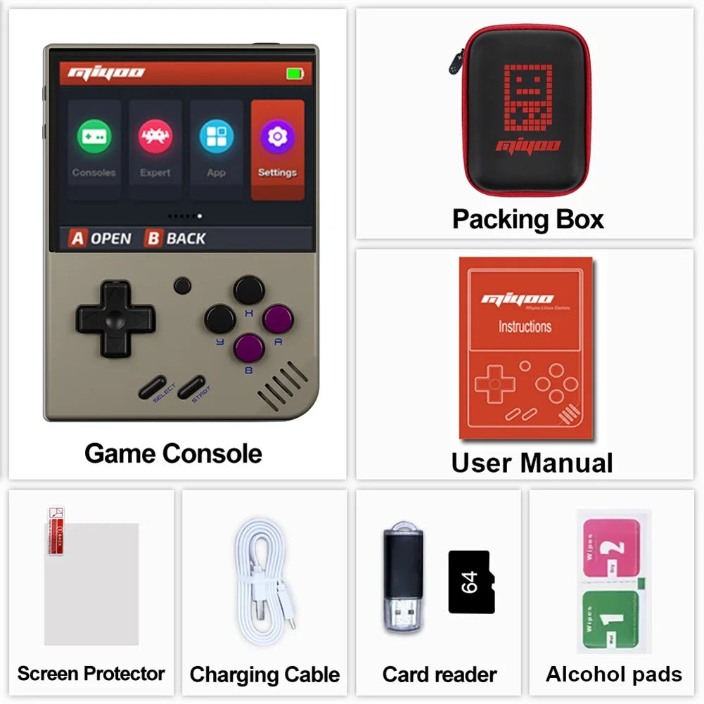 Miyoo Mini Plus Retro Handheld Game Console Classic Players Emulator IPS Screen with WiFi & RTC Portable Case  Mini+ Video Games Consoles Simulator Pocket Gift For Leisure Time