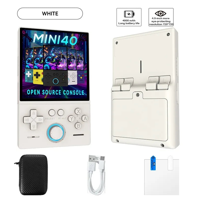 FLLBW MINI40 Retro Handheld Game Console 4.0 Inch IPS HD Screen Portable Open Source Linux System 128GB