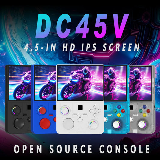 DC45V Handheld Game Console Portable Hand Held 4.5-in 4k HD IPS Screen Large Battery Best Gift For Boy Girl 128GB PS1
