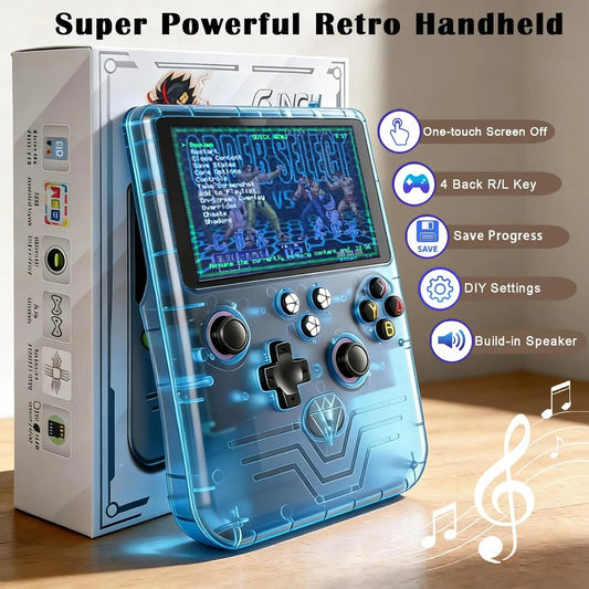 R60 MAX Handheld Game Console 6.0 inch IPS Screen Mini Retro Console 6000mAh Portable Pocket Arcade 30+ Mainstream Emulator