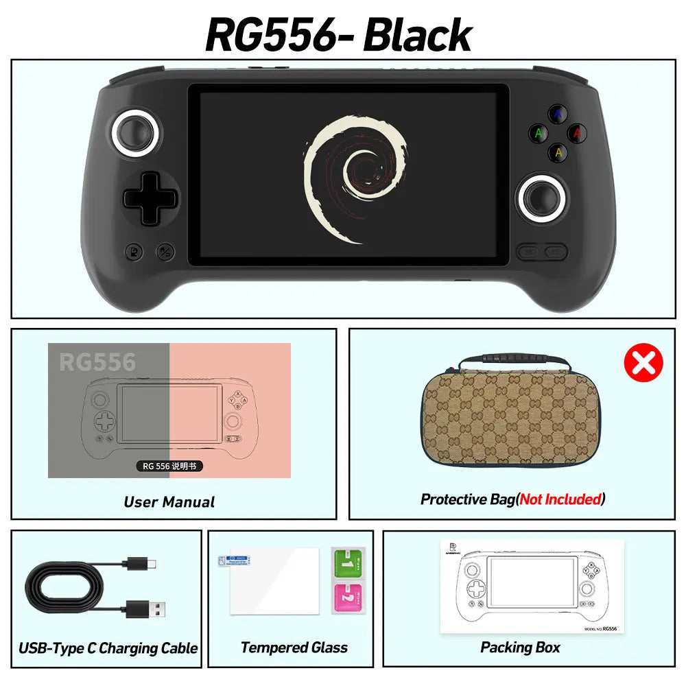 Anbernic RG556 Retro Handheld Game Console 64bit Android 13 System Unisoc T820 5.48-inch AMOLED Screen Hall Joystick Game Player
