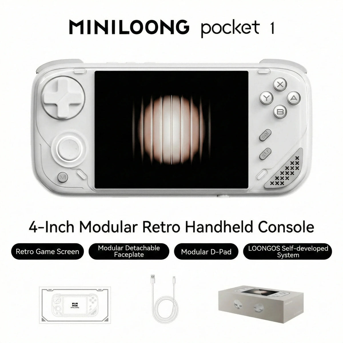 MINILOONG POCKET 1 Modular Retro Handheld Emulator 4" 4:3 IPS RGB Hall Joystick LOONG OS Open Source OTA 4000mAh Gift POCKET1