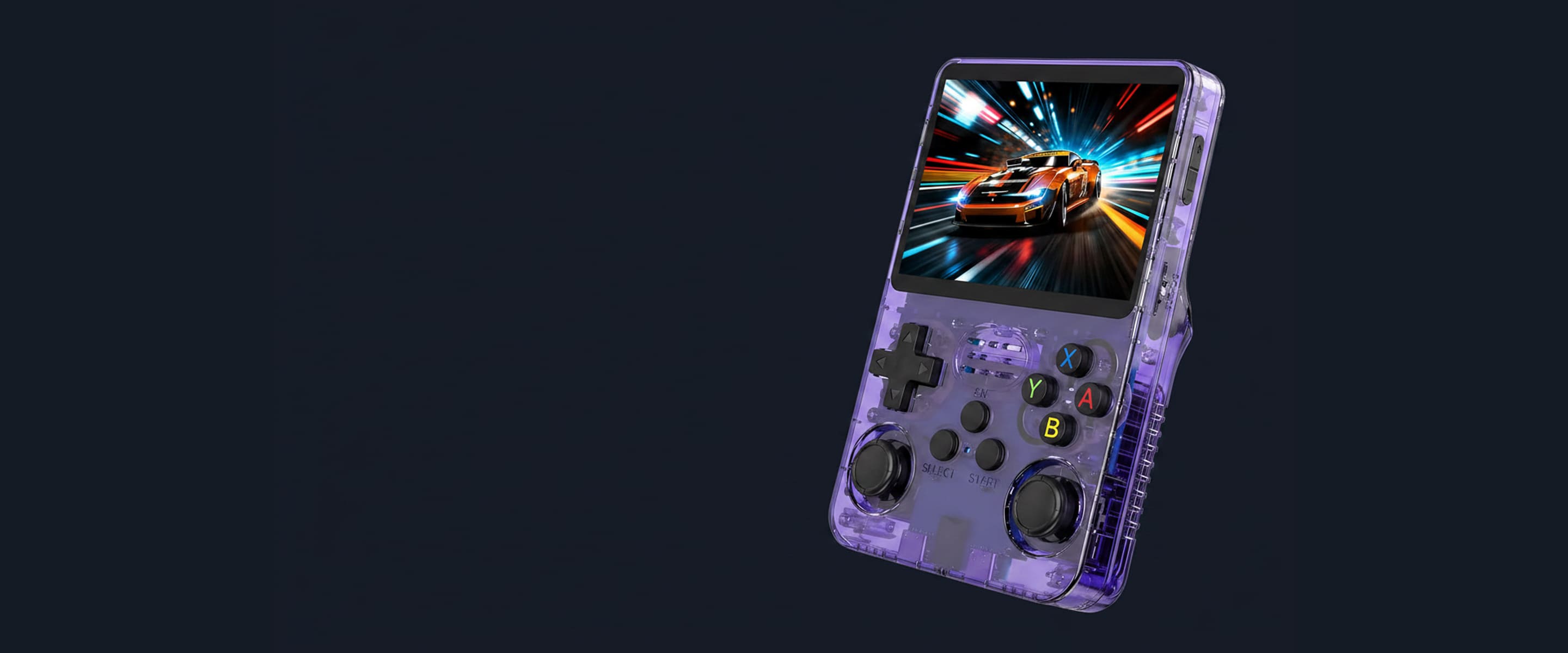 R36S Retro Handheld Game Console — Transparent Purple | iGameConsole | 15,000+ Games | $79.99